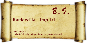 Berkovits Ingrid névjegykártya